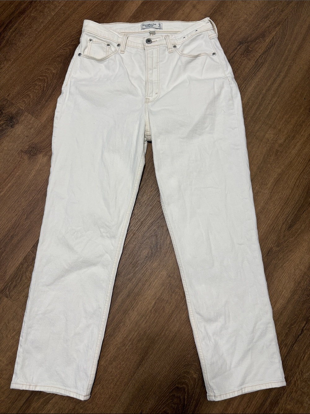 Abercrombie & Fitch Women's The Ankle Straight Ultra High Rise Jeans White Sz 29